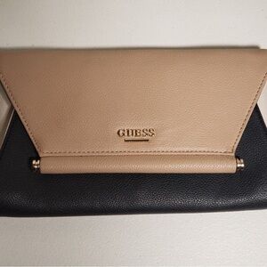 GUESS Two-Tone Black and Tan Clutch
